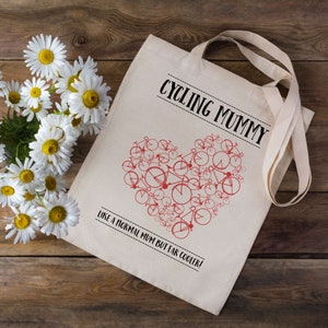 Cycling Mummy Tote Bag - Shopping Bag - Cycling Gift - Cycling Bag - Gift For Cyclists - Bike Shopping Bag - Cooler Cycling Mum