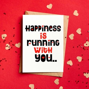 La felicidad es correr contigo Runners Tarjeta de San Valentín - Divertido - Novia - Tarjeta de San Valentín corriendo