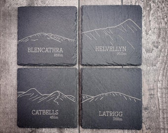 Lake District Slate Summit Coasters | Choose Your Summit | Skiddaw | Catbells | Helvellyn | Blencathra | Latrigg and more...