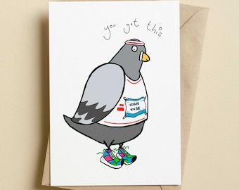 You Got This – Crisps To 5K Running Pigeon Card by Richard Scribbles | Motivational Running Card | Running Good Luck Card | Couch To 5K