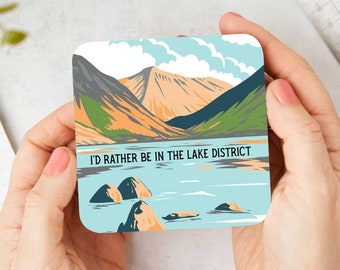 I'd Rather Be In The Lake District Coaster - Lake District Gift - Lake District - Wast Water - Wasdale Head