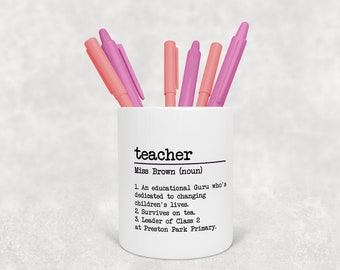 Personalised Dictionary Teachers Pen Pot  - Teacher Gift - Desk Tidy - Pen Holder