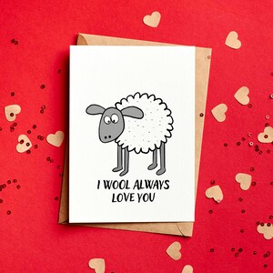 Ich Wolle immer liebe dich Valentinstagskarte | "Valentinstagskarte ""Schafe"" |." Bauernhof Valentinstagskarte | Lustige niedliche Valentinstagskarte