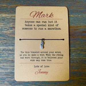 Bracelet de vœux pour tout le monde - Cadeau marathon personnalisé - Félicitations - Bonne chance - Belle carte postale personnalisée imprimée