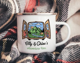 Taza de esmalte de autocaravana personalizada / Taza de hojalata para autocaravana / Regalo para furgoneta