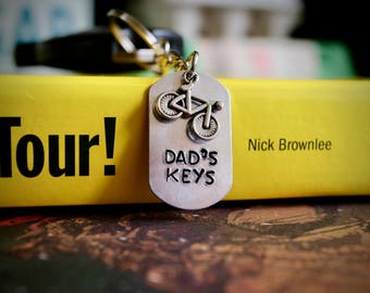 Dad's Keys Hand Stamped Bike Keyring