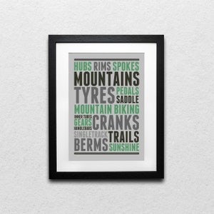 Essence of Mountain Biking Artistic Print - 3 Colour Options - Mountain Bike Print - Framed Cycling Prints