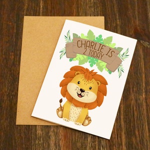 Personalised Cute Animal Birthday Card - Any Age - Cute - Free Postage - Birthday - Safari Animal - Children&#39;s Card