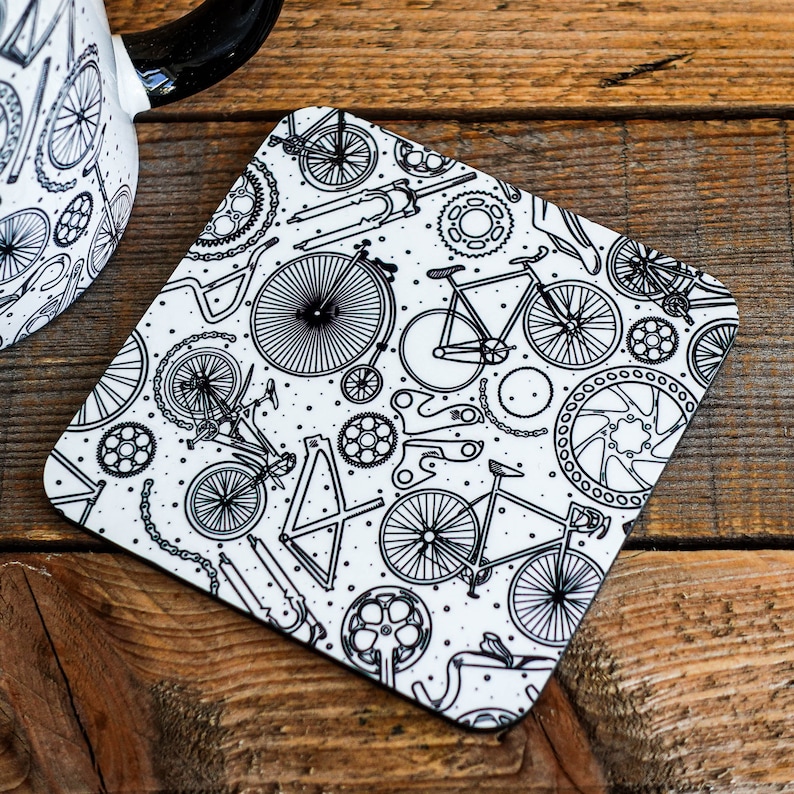 Bike Doodle Mug and Coaster Set - Cycle - Bike - Cycling Gift Coaster Only