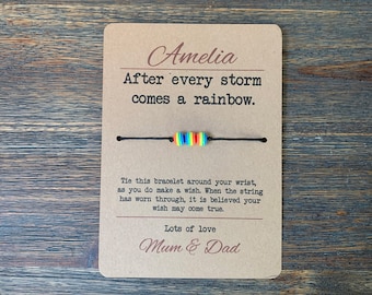 Después de cada tormenta viene una pulsera de deseos de arco iris - Regalo personalizado - Felicitaciones - Arco iris - Hermosa postal personalizada impresa