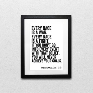 Every War Is A Race Fabian Cancellara Cycling Print - Framed Cycling Prints - Print Only  - Bike Art - Gift For Cyclists