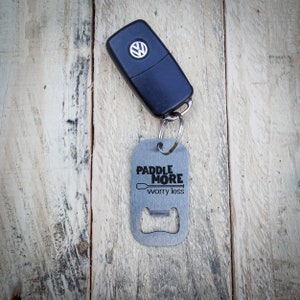 Paddle More Worry Less Stainless Steel Bottle Opener Keyring SUP Paddleboard Gift imagen 2