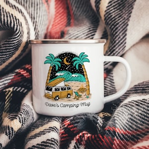Personalised Starlight Pop Top Campervan Enamel Camper Mug | Campervan Gift