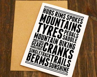 Mountain Bike Thoughts Blank Greeting Card - Bike Gift - Cycling Birthday Card - Cyclist - Blank - Bike Birthday - Cycling Gift - MTB