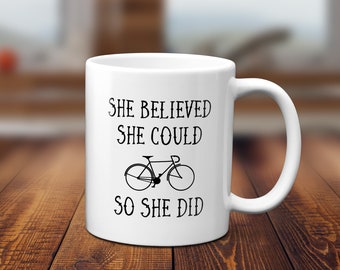 She Believed Cycling Mug - Enamel Bike Camping Mug