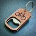 Wooden Bike Key Ring Bottle Opening - Stainless Backed - Beautiful Cycling Gift - Bike Gift 