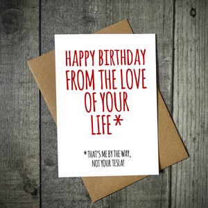 Joyeux anniversaire de l'amour de votre vie carte d'anniversaire Tesla - carte de véhicule électrique - carte d'anniversaire EV - mari - petit ami - petite amie