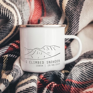 Personalised Snowdon Summit Achievement Enamel Camper Mug – Commemorate Your Climb in Style - I Climbed Snowdon - Yr Wyddfa