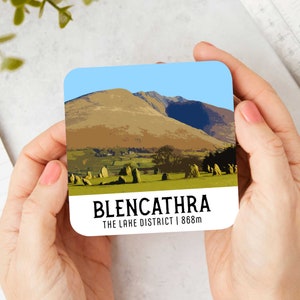 Blencathra The Lake District Summit Coaster | Vintage Style Travel Poster Drinks Coaster | Blencathra Coasters | Lake District Coaster