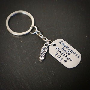 Personalised Half Marathon Finisher Hand Stamped Running Keyring - Runners - Marathon - Half Marathon