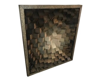 Wood Wall Art  | Acoustic Panel Art |  Wood Sound Diffuser  |  3D Art  |  Modern Wall Art  |  Reclaimed Wood Wall Hanging