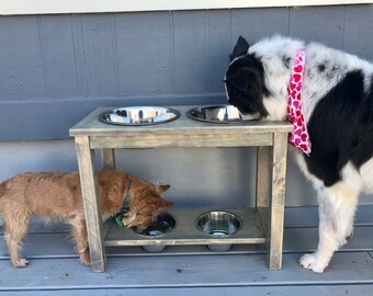 two dog feeding station