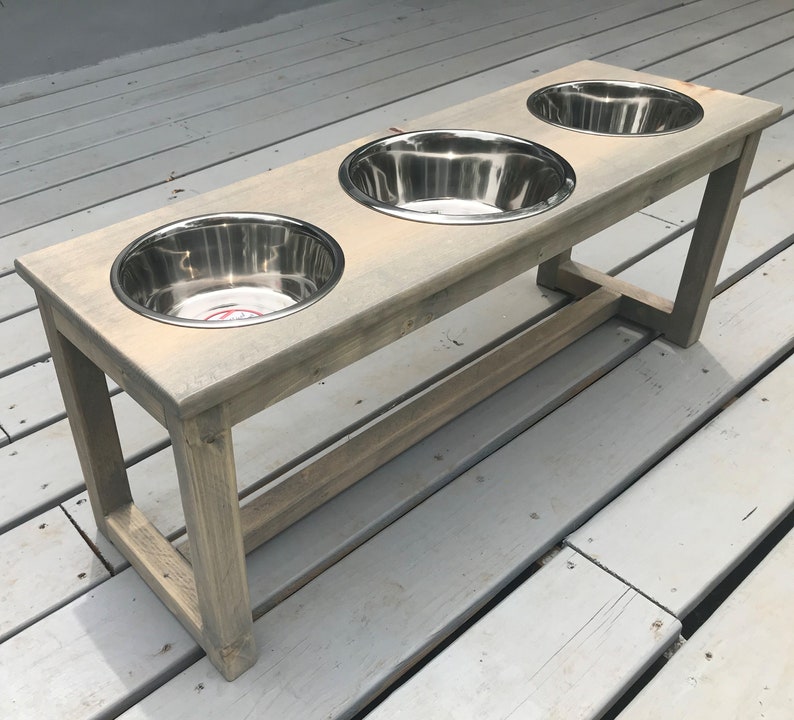3Bowl Raised Dog Feeder Farmhouse Style Three Bowls Etsy