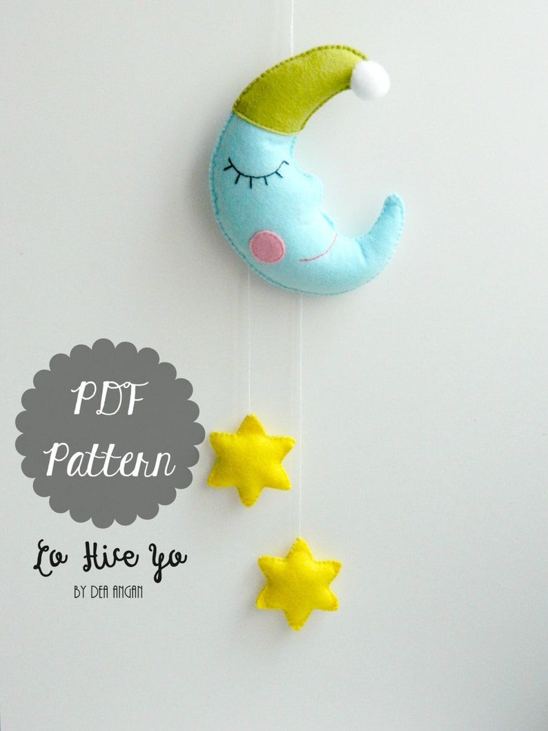 PDF Pattern Moon and Stars Baby Crib Mobile. Felt Mobile. Etsy