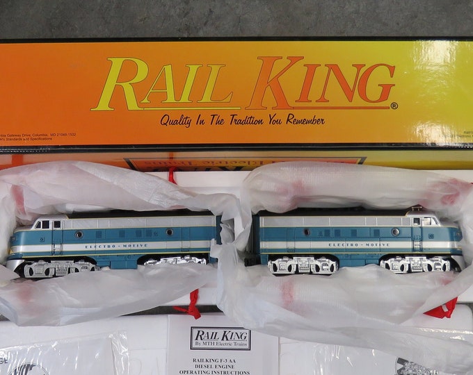 Rail King F-3 AA Diesel Engine Train Set With 4 Passenger Cars, Track ...