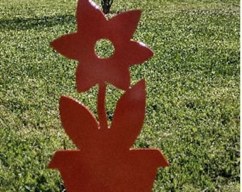 Maceta de acero para jardín - Arte de metal para jardín (30 cm de alto)