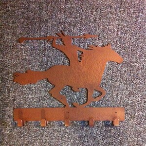 Indian On Horse Hand Made Metal Wall Rack Key Rack Towel Rack