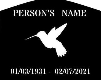 Marcador de tumba conmemorativo de colibrí: recuerdo de acero personalizado