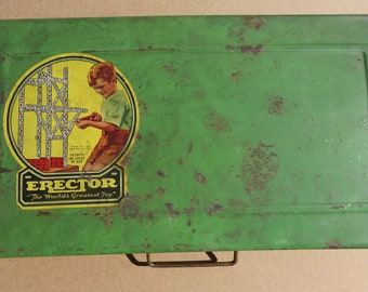 1938 Erector Set Original Metal Box Manual Motor
