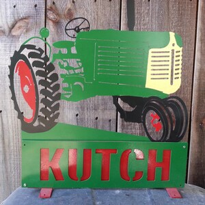 Personalized Oliver Tractor Mailbox Topper: Handmade Steel Address Sign