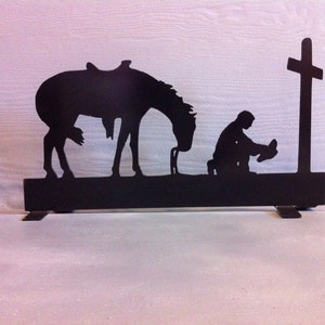 Cowboy Prayer Mailbox Topper: Metal Horse & Cross Silhouette