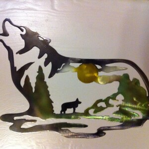 Howling Wolf Metal Wall Scene - Etsy