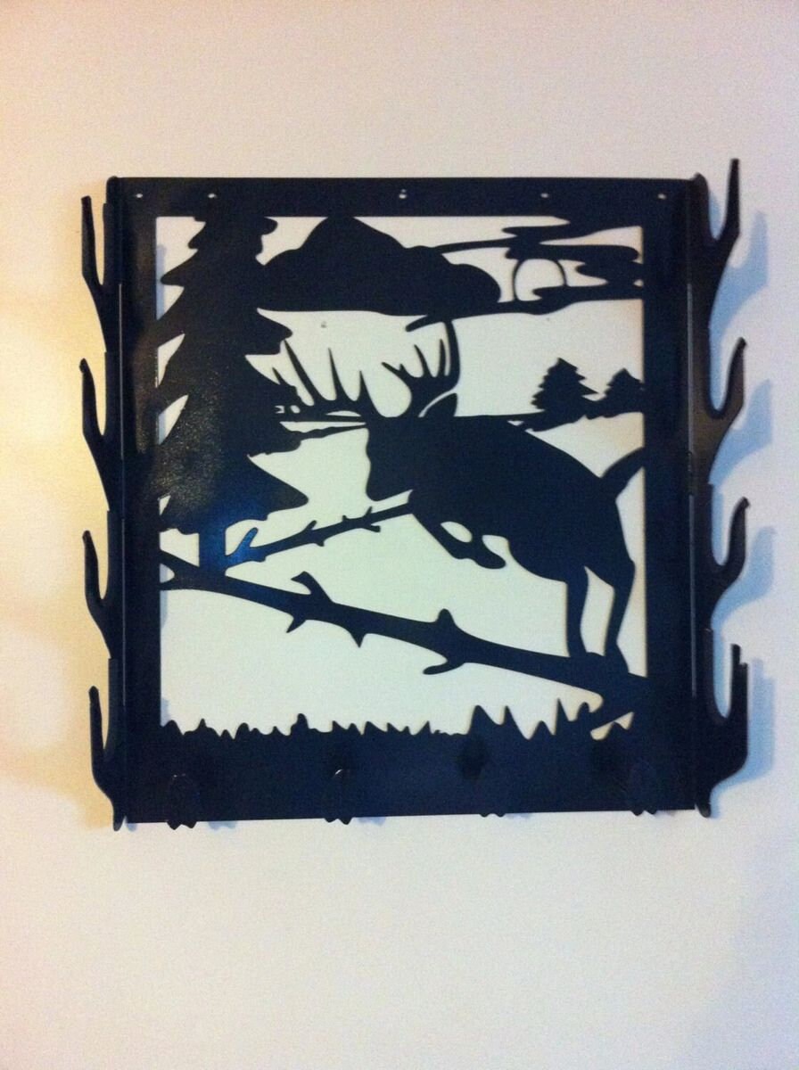 Deer Ribs Rifle Rack Deer Scene Metal Gun Rack With Hanging Hooks - Etsy