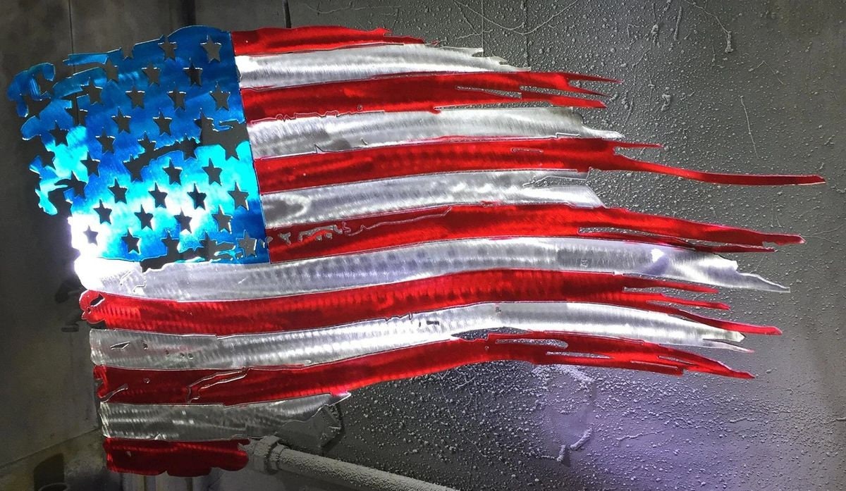 Tattered Stars & Stripes USA Flag Style Stencil Custom Painting