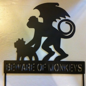 Beware of Monkeys Garden Stake Halloween Stake Beware of Monkeys With Dog Wizard Of Oz Metal Wizard Of Oz Sign Flying Monkey Toto Oz