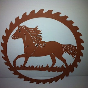 Running Horse Metal Saw Blade Wall Art: 14 Gauge Steel