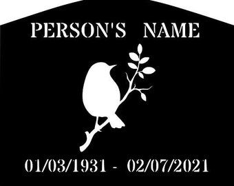 Marcador conmemorativo de pájaro personalizado: placa de acero para tumba, recuerdo personalizado