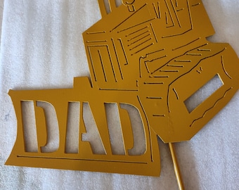 Estaca conmemorativa "Papá" de la excavadora: lápida amarilla para maquinaria pesada