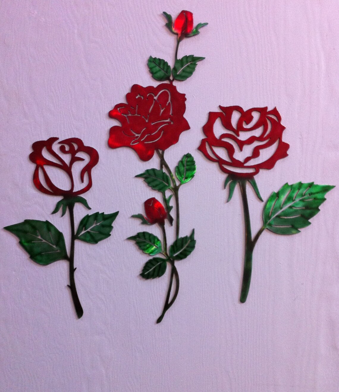 Set 3 Metal Wall Flowers Spring Summer Metal Wall Flower Trio Etsy