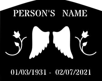 Marcador conmemorativo de alas de ángel personalizado: decoración de tumba de acero de calibre 14