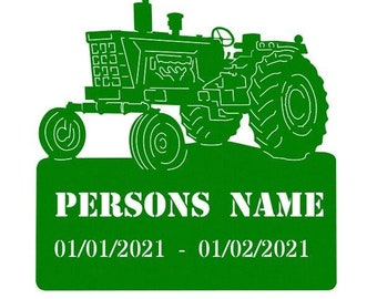Marcador de tumba conmemorativo de tractor Oliver personalizado: Memorial de granjero de acero de calibre 14