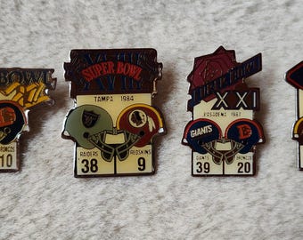 Vintage Super Bowl Pins: 1976, 1984, 1987, 1988