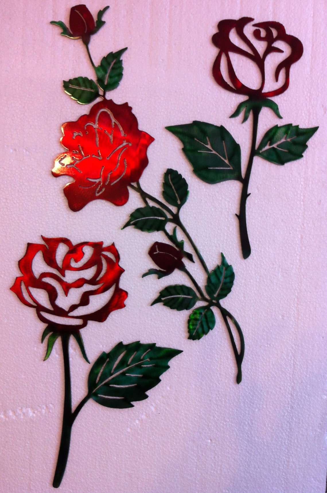 Set 3 Metal Wall Flowers Spring Summer Metal Wall Flower Trio Etsy