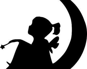 Decoración de pared de hada en la luna: Pide un deseo a una estrella