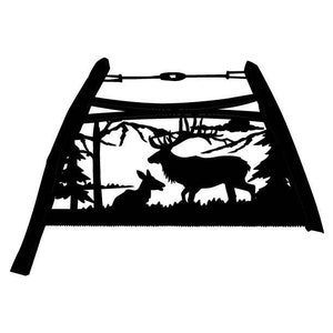 Metal Bow Saw Cow And Bull Elk Mountain Country Scene
