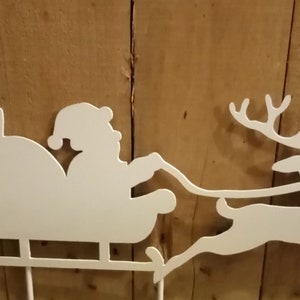 Santa Sleigh with Reindeer Garden Stake: 14ga Steel Christmas Silhouette